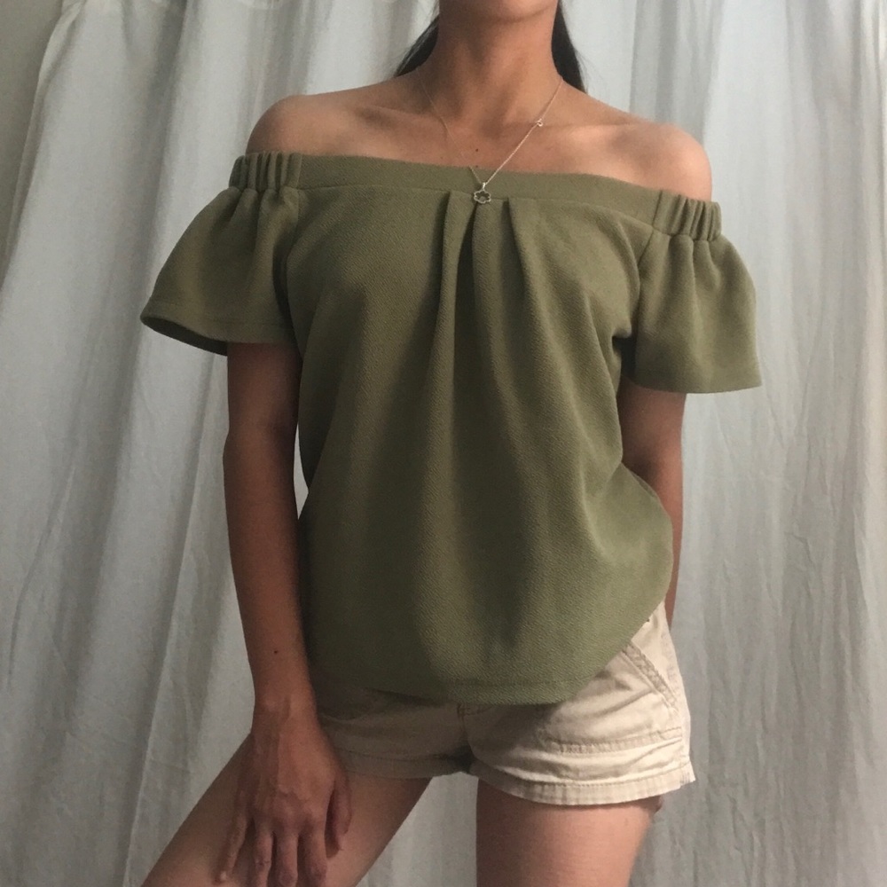 Olive Green Off Shoulder Top